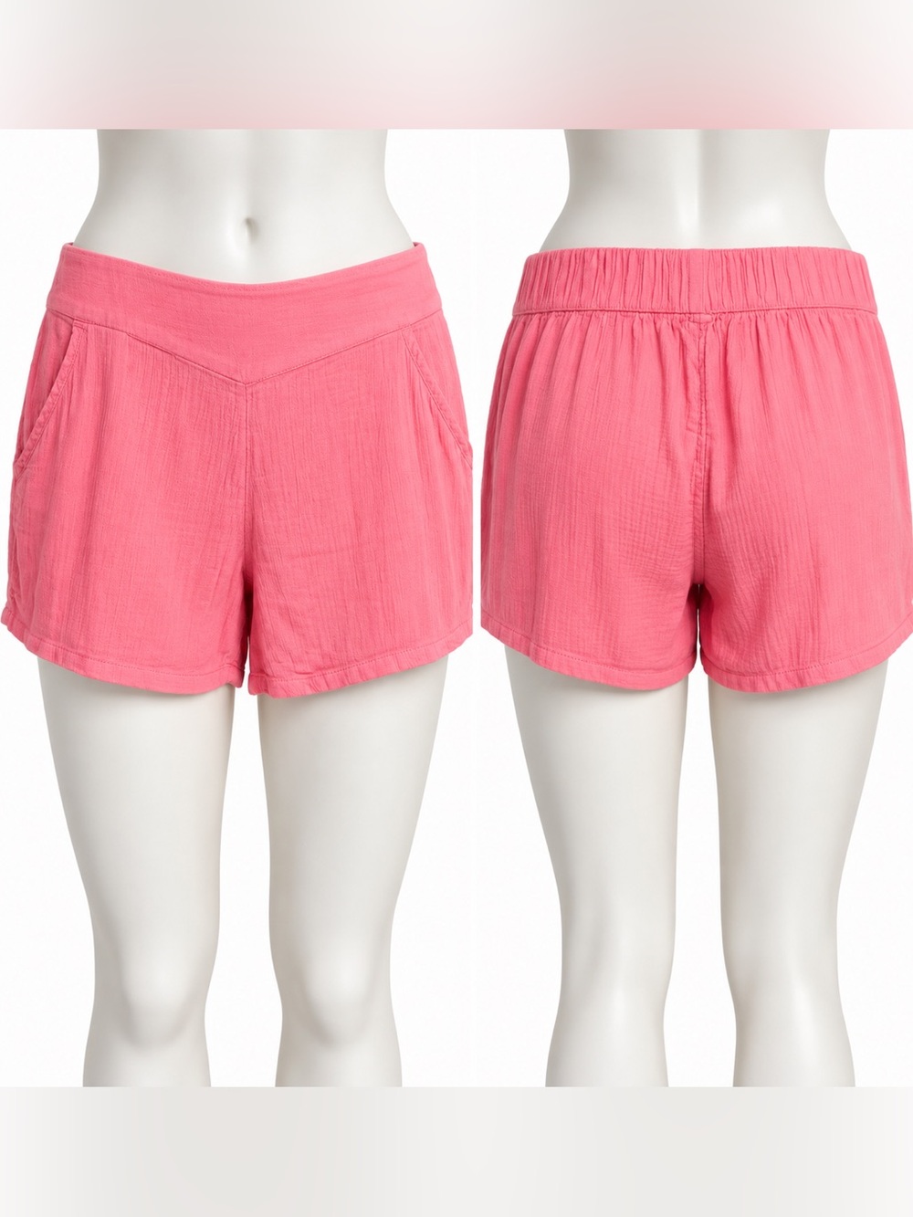 Aerie Women’s Small Pink Coral Gauze Pull On Shorts Cotton Viscose Beach Casual